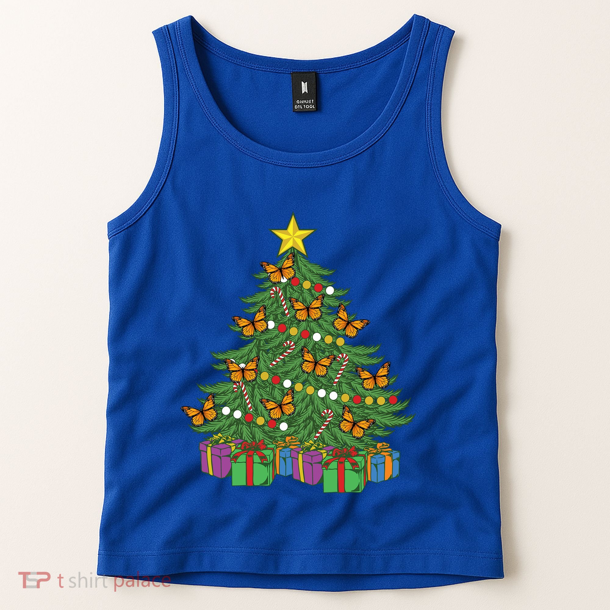 Monarch Butterfly Christmas Tree Ornats Orange Butterfly Gift Tank Top