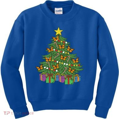 Monarch Butterfly Christmas Tree Ornats Orange Butterfly Gift Kids Sweatshirt