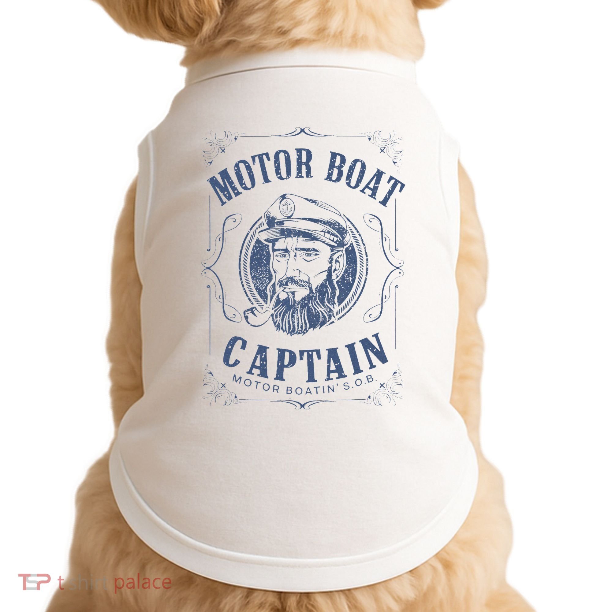 Motor Boat Captain Funny Pontoon Boating Motor Boatin Lake Doggie Tank