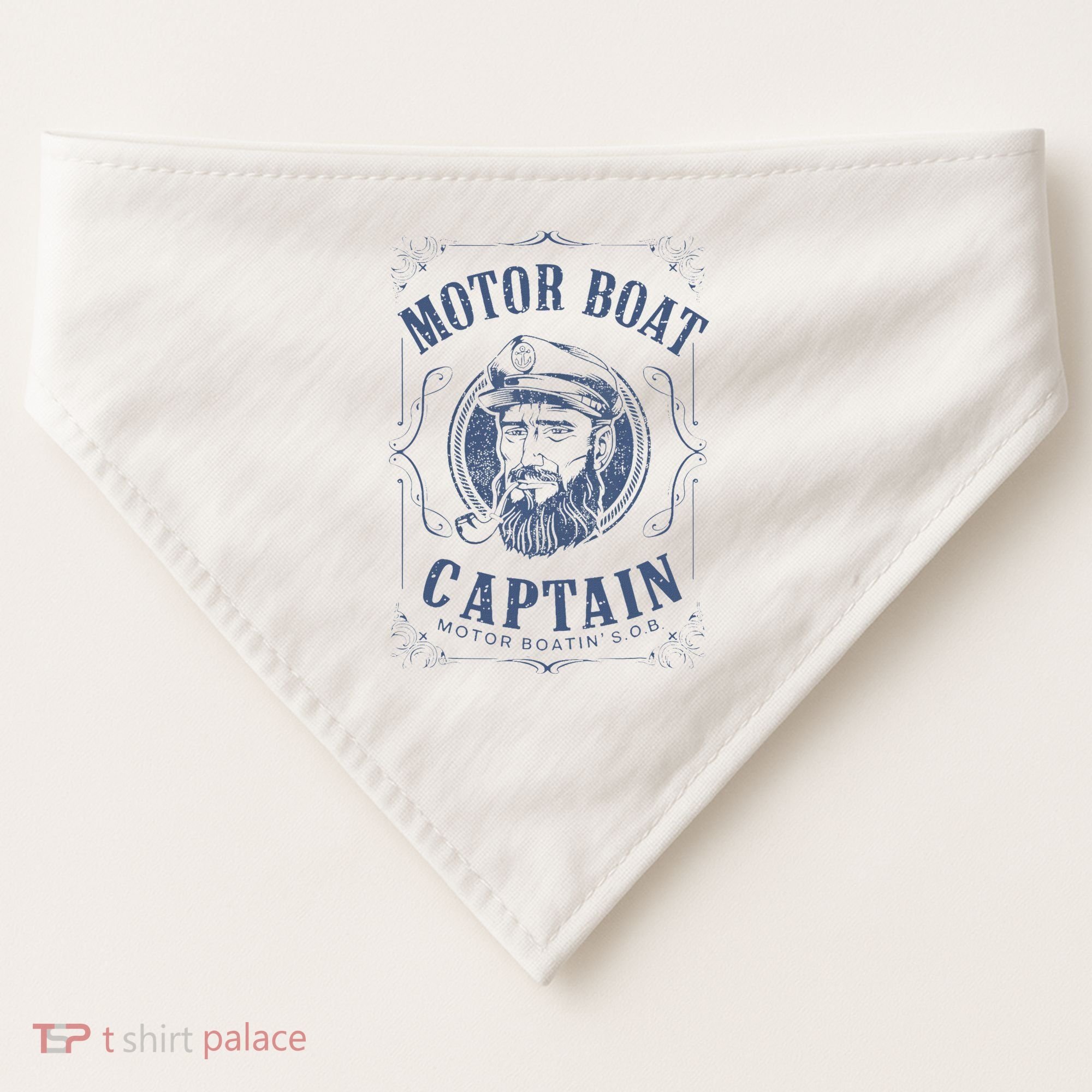 Motor Boat Captain Funny Pontoon Boating Motor Boatin Lake USA-Made Doggie Bandana