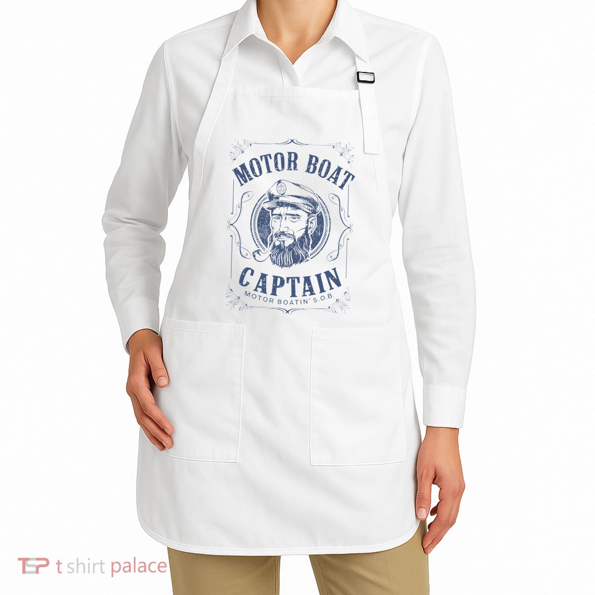 Motor Boat Captain Funny Pontoon Boating Motor Boatin Lake Apron