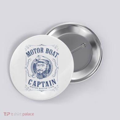 Motor Boat Captain Funny Pontoon Boating Motor Boatin Lake Button