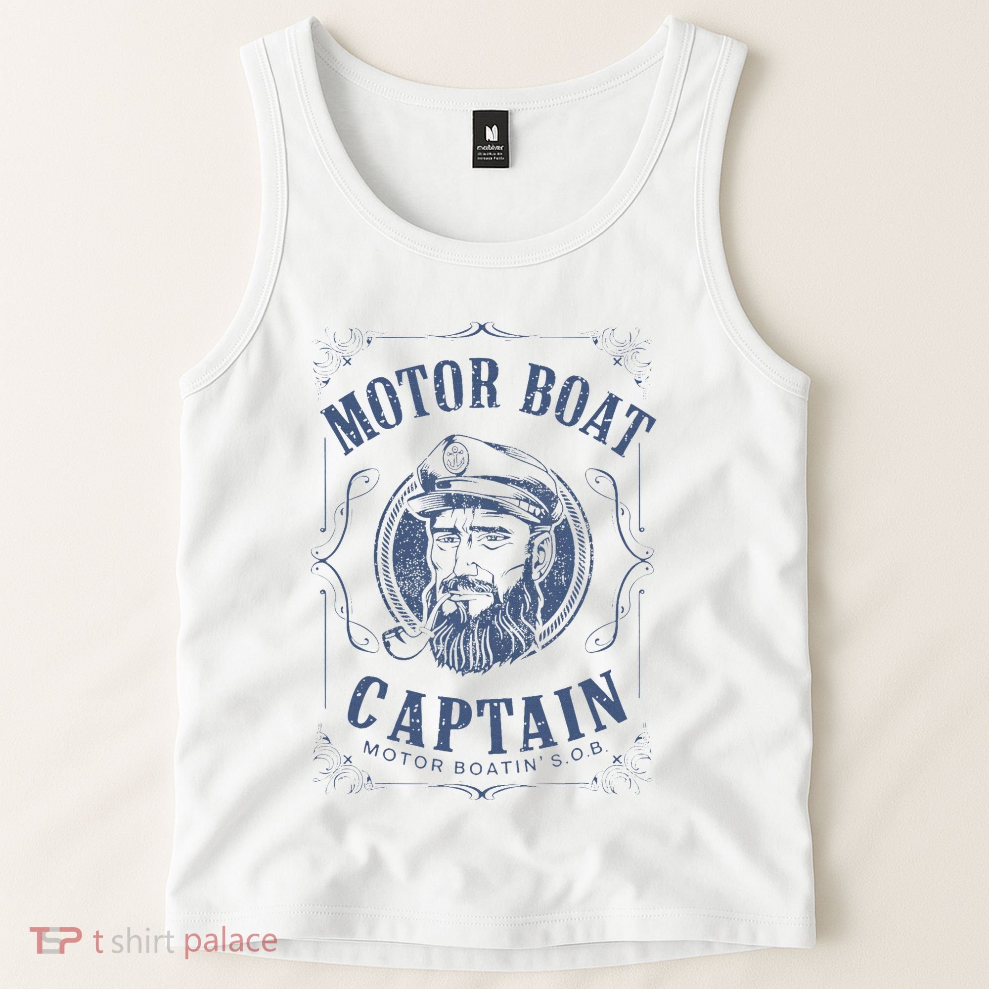 Motor Boat Captain Funny Pontoon Boating Motor Boatin Lake Tank Top