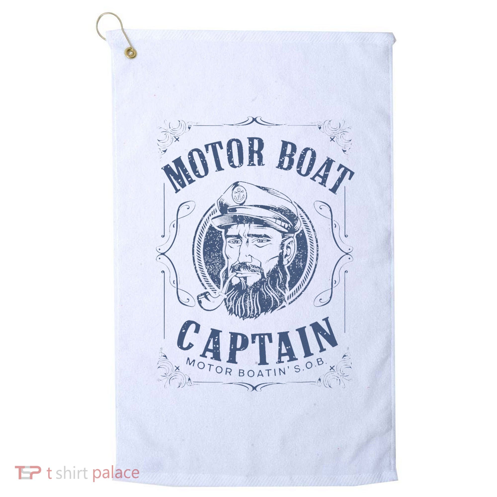 Motor Boat Captain Funny Pontoon Boating Motor Boatin Lake Golf Towel