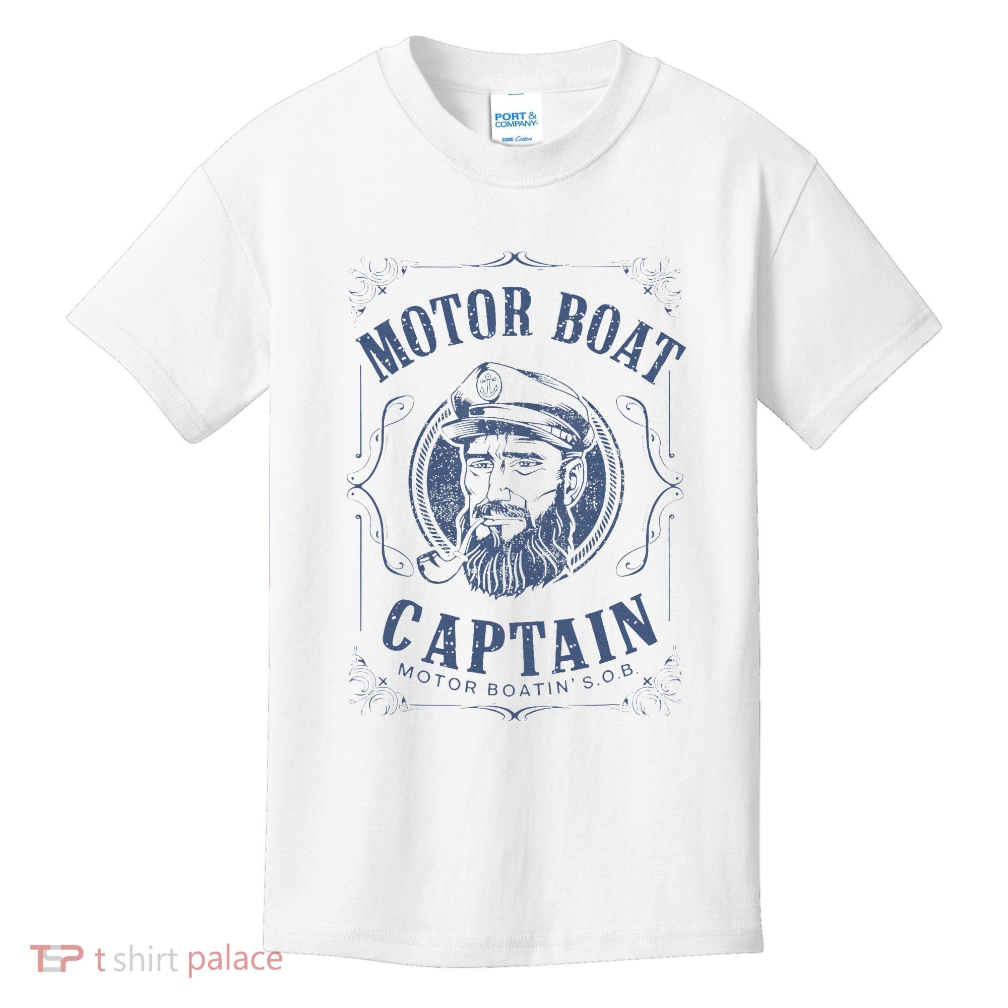 Motor Boat Captain Funny Pontoon Boating Motor Boatin Lake Kids T-Shirt