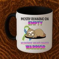 Metastatic Breast Cancer Warrior Awareness Sloth Coffee Mug thumb 2