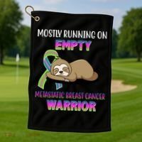 Metastatic Breast Cancer Warrior Awareness Sloth Golf Towel thumb 1