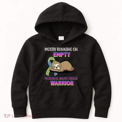 Metastatic Breast Cancer Warrior Awareness Sloth Kids Hoodie