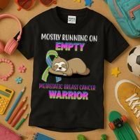 Metastatic Breast Cancer Warrior Awareness Sloth Kids T-Shirt thumb 3