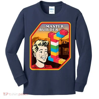 Master Builder Construction Building Blocks Bricks Engineer Kids Long Sleeve Shirt