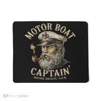 Motor Boat Captain Funny Pontoon Boating Motor Boatin Lake Mousepad thumb 0