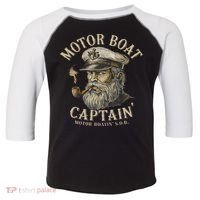 Motor Boat Captain Funny Pontoon Boating Motor Boatin Lake Toddler Fine Jersey T-Shirt thumb 0