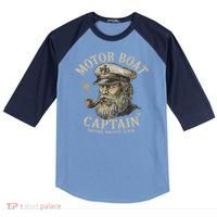 Motor Boat Captain Funny Pontoon Boating Motor Boatin Lake Raglan Baseball Sleeve Shirt thumb 0