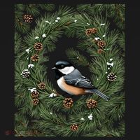 Maine Black Capped Chickadee With Pine Funny Gift USA-Made Doggie Bandana thumb 2