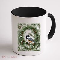 Maine Black Capped Chickadee With Pine Funny Gift Coffee Mug thumb 1