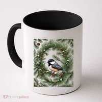 Maine Black Capped Chickadee With Pine Funny Gift Coffee Mug thumb 0