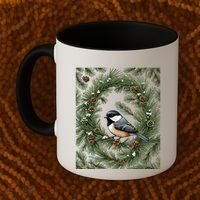 Maine Black Capped Chickadee With Pine Funny Gift Coffee Mug thumb 2