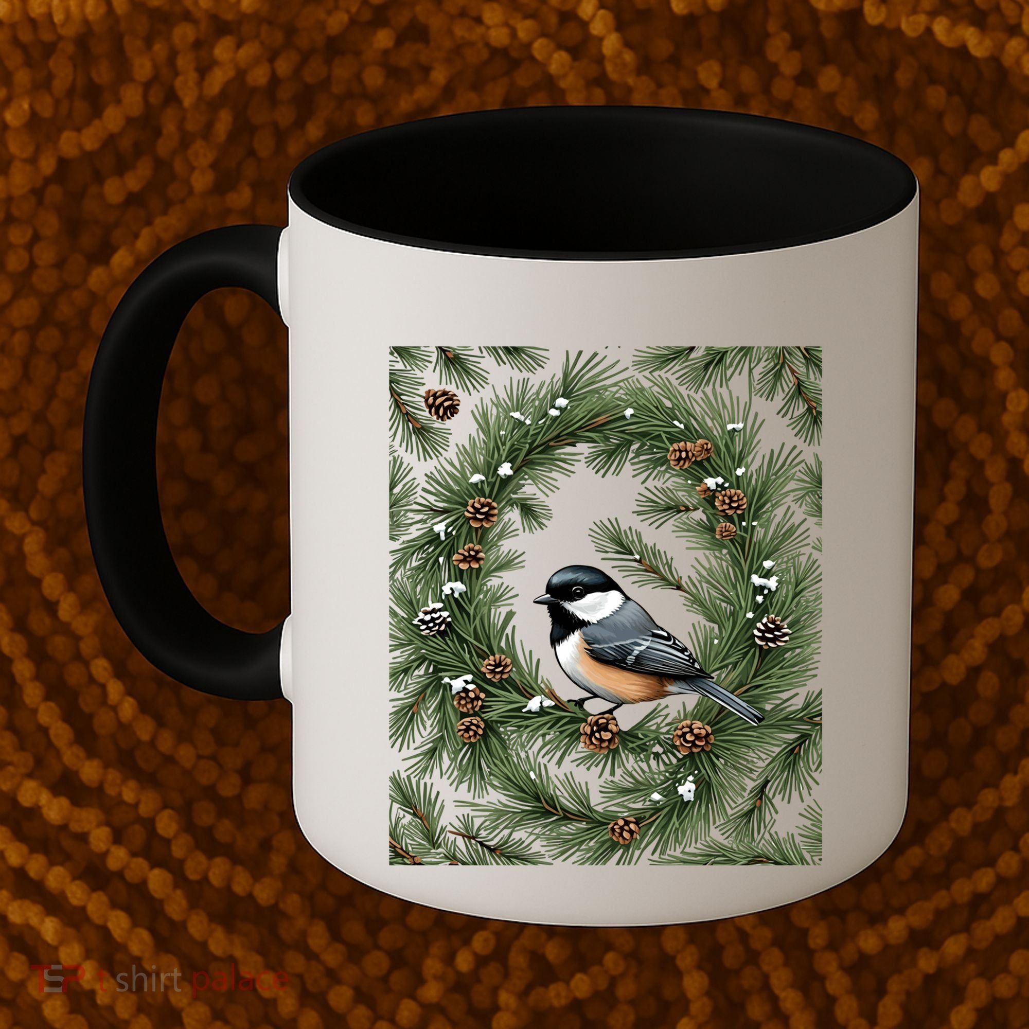 Maine Black Capped Chickadee With Pine Funny Gift Coffee Mug