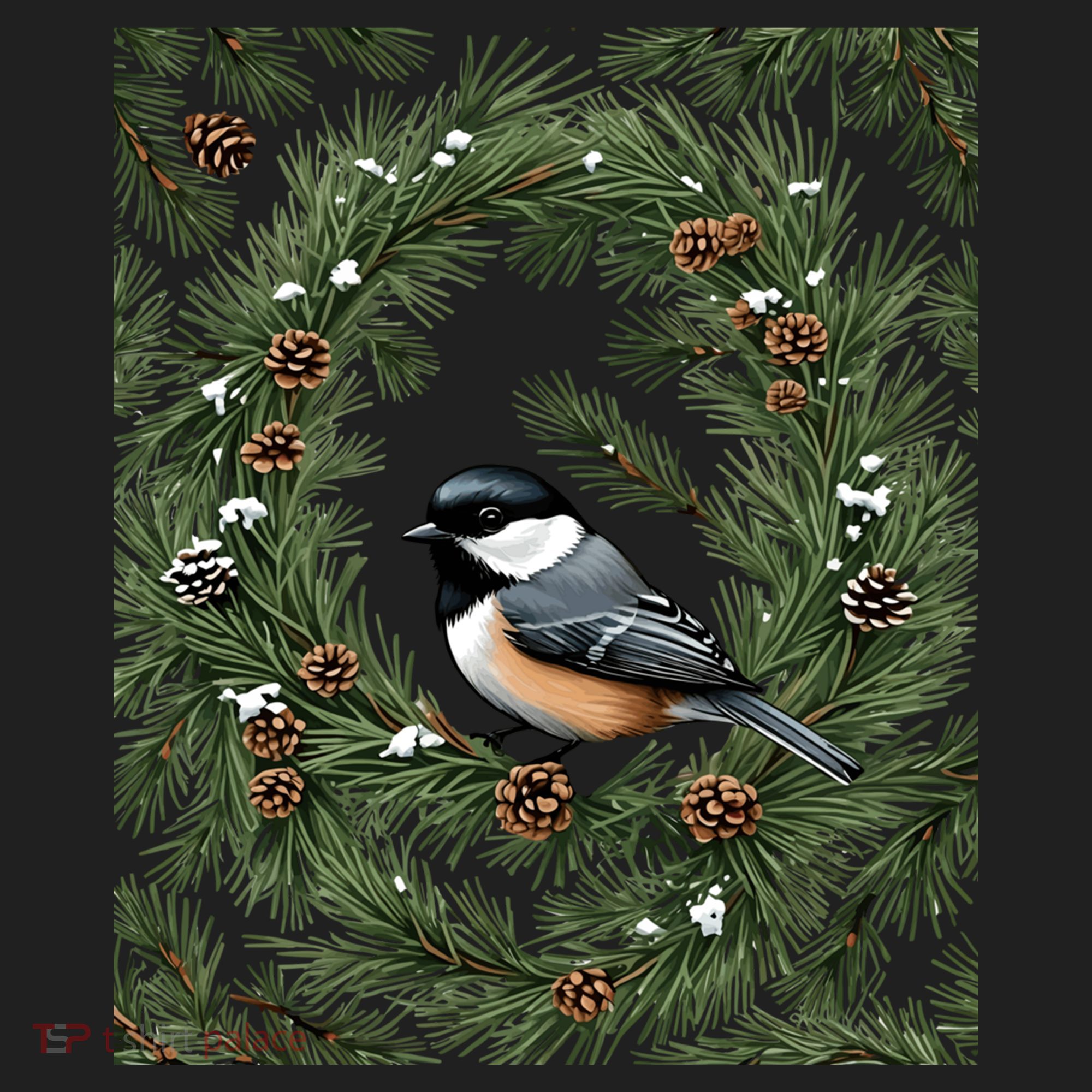 Maine Black Capped Chickadee With Pine Funny Gift Beanie