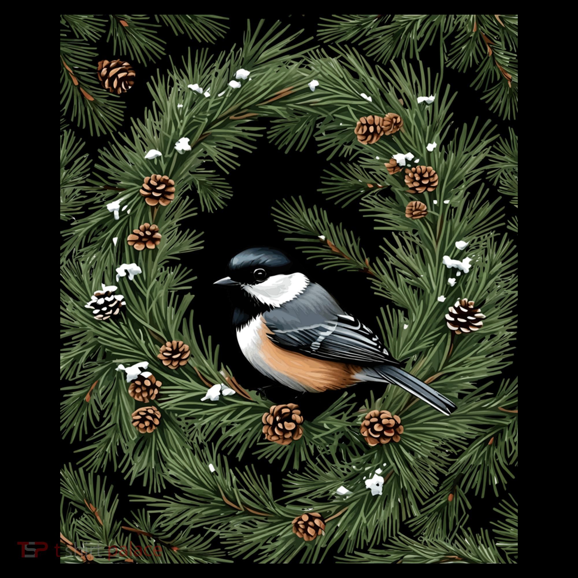 Maine Black Capped Chickadee With Pine Funny Gift Women's Hoodie