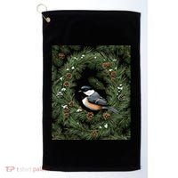 Maine Black Capped Chickadee With Pine Funny Gift Golf Towel thumb 0