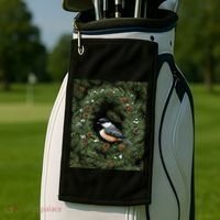 Maine Black Capped Chickadee With Pine Funny Gift Golf Towel thumb 2