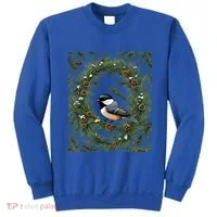 Maine Black Capped Chickadee With Pine Funny Gift Sweatshirt thumb 0