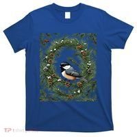 Maine Black Capped Chickadee With Pine Funny Gift T-Shirt thumb 0