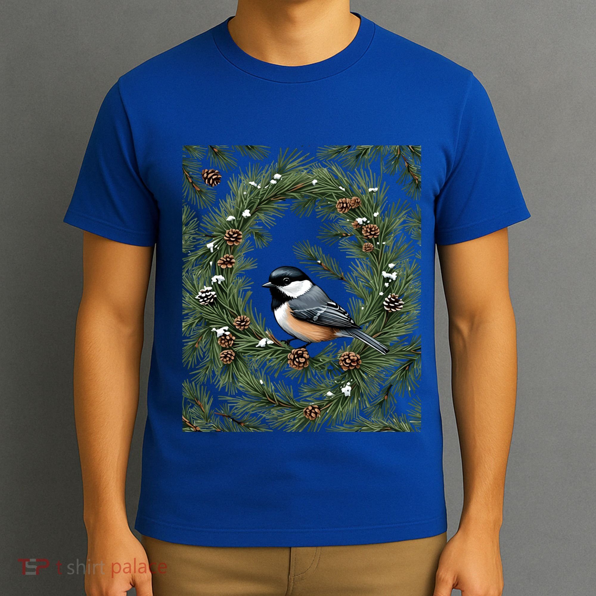 Maine Black Capped Chickadee With Pine Funny Gift T-Shirt