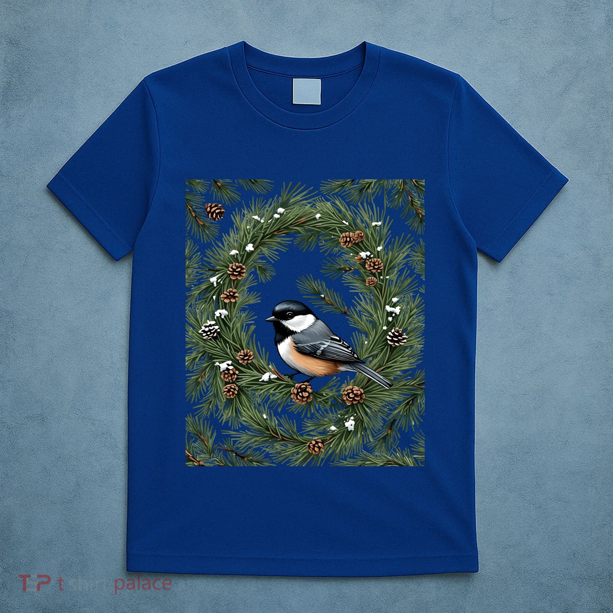 Maine Black Capped Chickadee With Pine Funny Gift T-Shirt