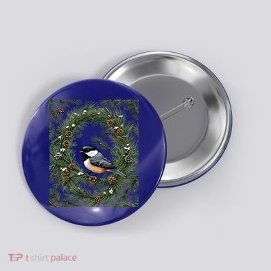 Maine Black Capped Chickadee With Pine Funny Gift Button