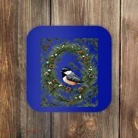 Maine Black Capped Chickadee With Pine Funny Gift Coaster thumb 0