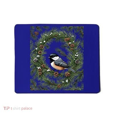 Maine Black Capped Chickadee With Pine Funny Gift Mousepad