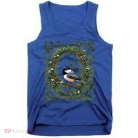 Maine Black Capped Chickadee With Pine Funny Gift Tank Top thumb 0