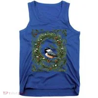 Maine Black Capped Chickadee With Pine Funny Gift Tank Top thumb 0