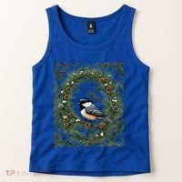Maine Black Capped Chickadee With Pine Funny Gift Tank Top thumb 2