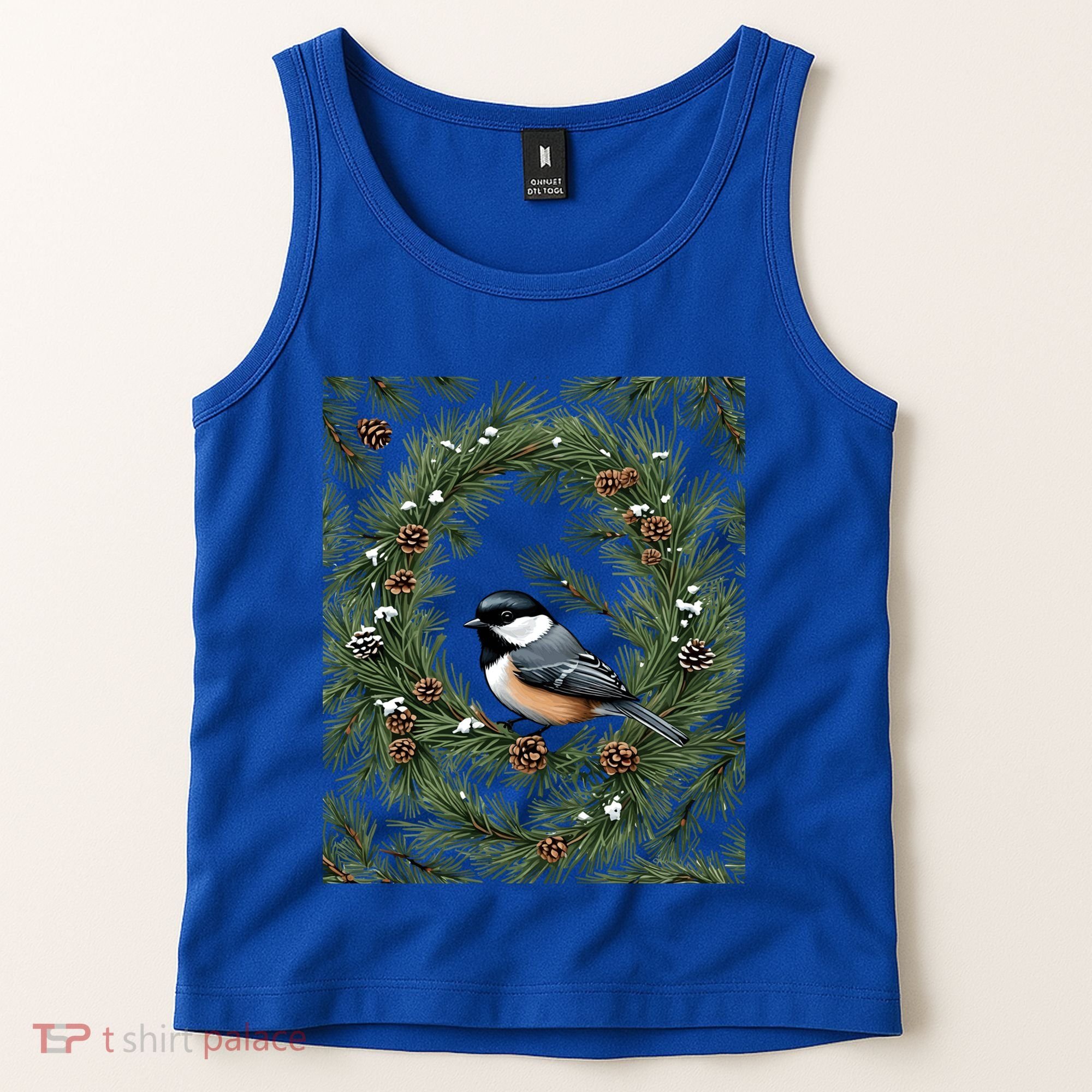 Maine Black Capped Chickadee With Pine Funny Gift Tank Top