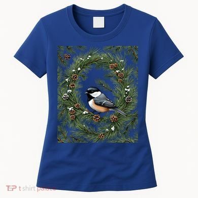 Maine Black Capped Chickadee With Pine Funny Gift Women's T-Shirt