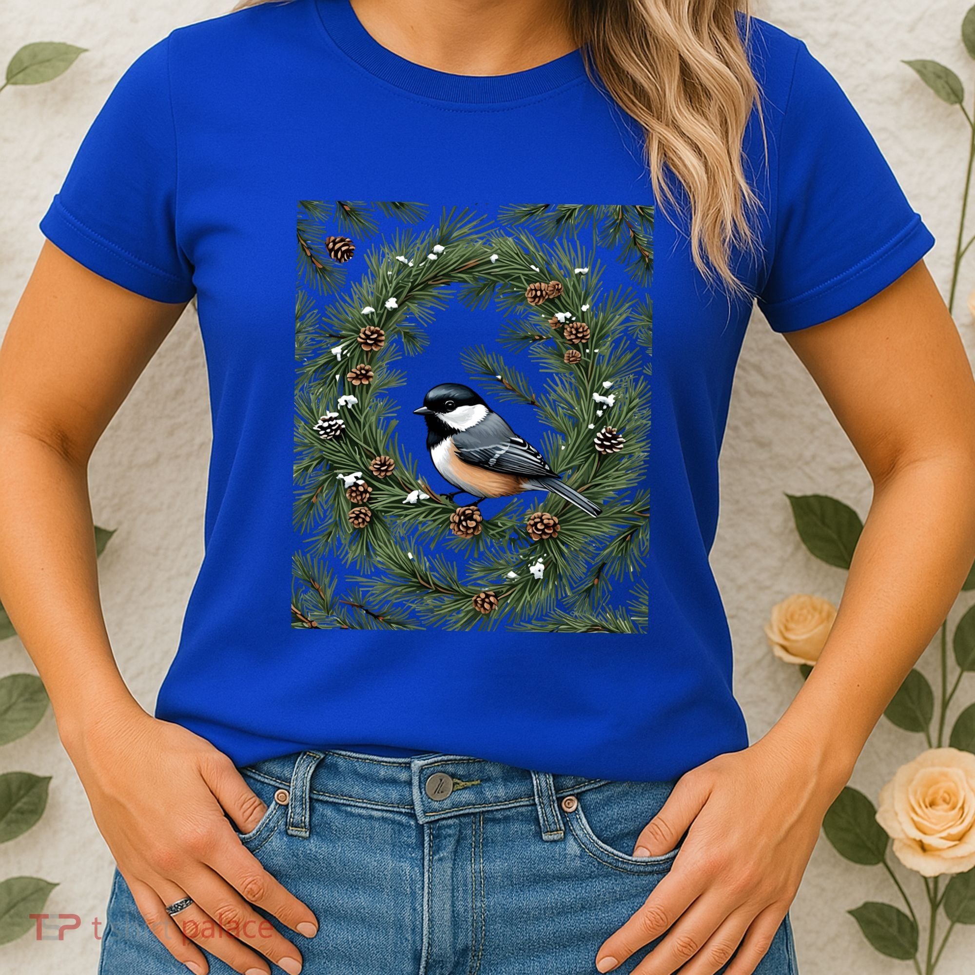 Maine Black Capped Chickadee With Pine Funny Gift Women's T-Shirt