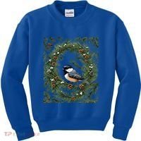 Maine Black Capped Chickadee With Pine Funny Gift Kids Sweatshirt thumb 0