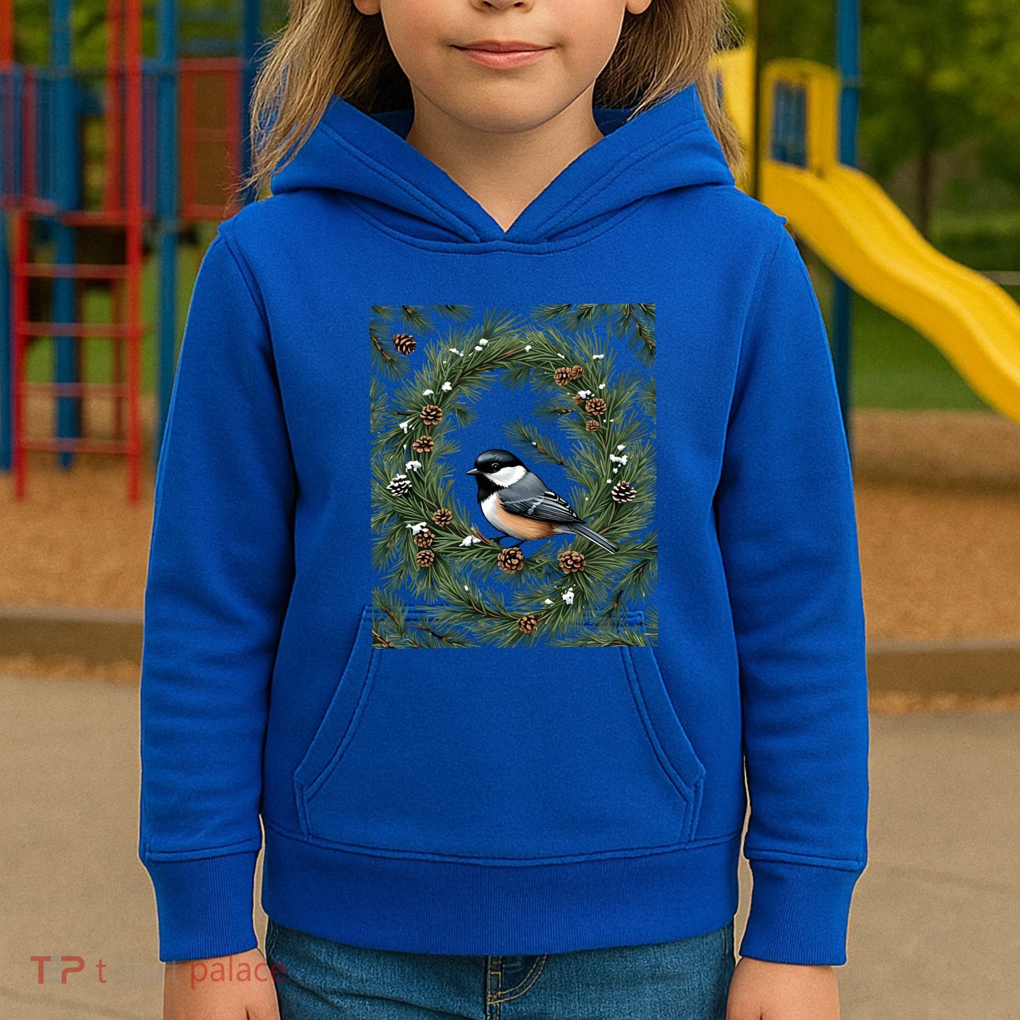 Maine Black Capped Chickadee With Pine Funny Gift Kids Hoodie