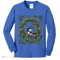 Maine Black Capped Chickadee With Pine Funny Gift Kids Long Sleeve Shirt thumb 0