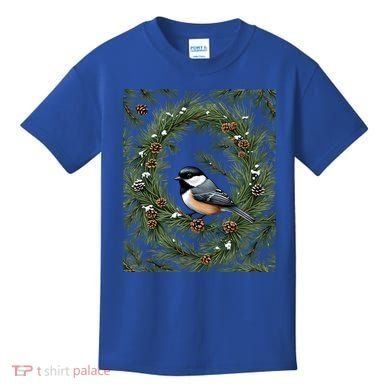 Maine Black Capped Chickadee With Pine Funny Gift Kids T-Shirt