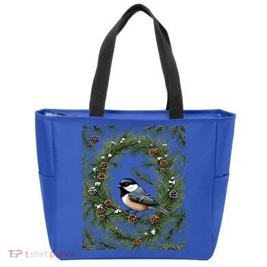 Maine Black Capped Chickadee With Pine Funny Gift Tote Bag