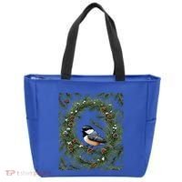 Maine Black Capped Chickadee With Pine Funny Gift Tote Bag thumb 0