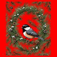 Maine Black Capped Chickadee With Pine Funny Gift Santa Hat thumb 1