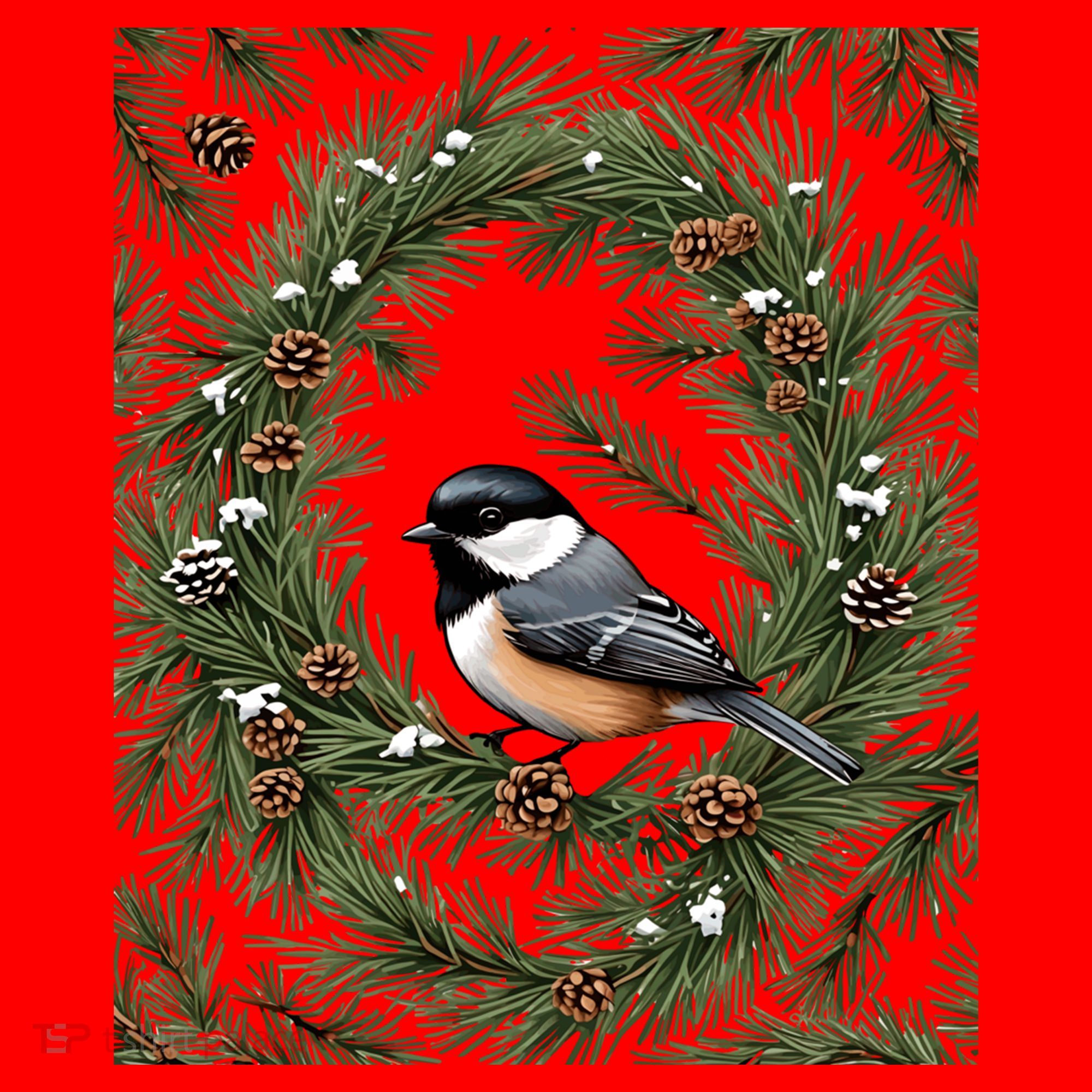 Maine Black Capped Chickadee With Pine Funny Gift Santa Hat