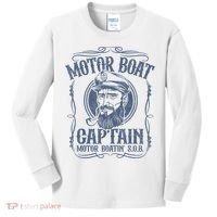Motor Boat Captain Funny Pontoon Boating Motor Boatin Lake Kids Long Sleeve Shirt thumb 0