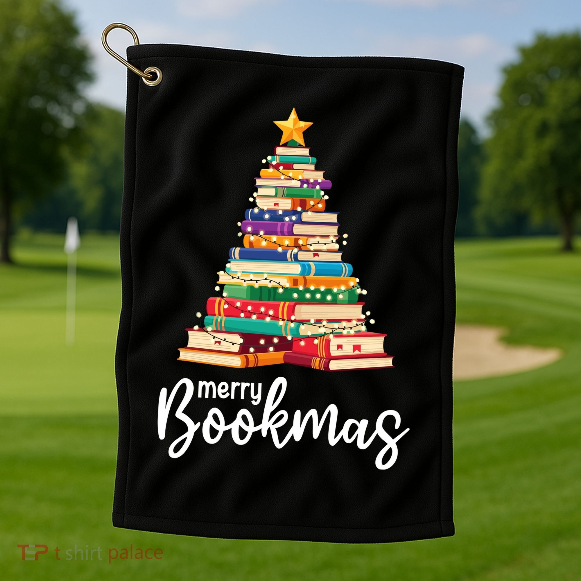 Merry Bookmas Christmas Golf Towel