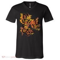 Monarch Butterfly Colourful Butterfly V-Neck T-Shirt thumb 0
